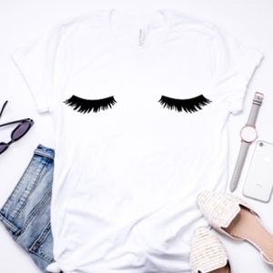 Eyelash Tee, Makeup Graphic Tee, Fashion Tee